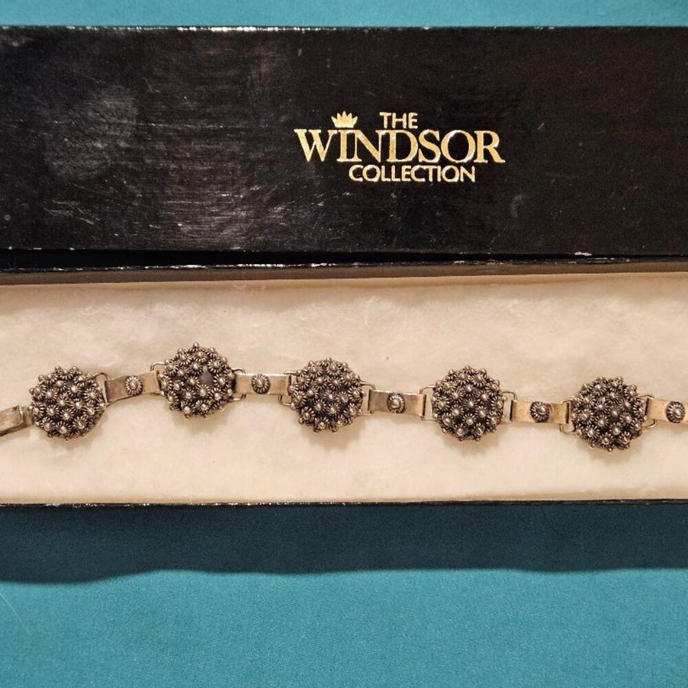 Vintage Mexico 925 Sterling Silver Etruscan Revival Bracelet 7" Boho / C-1